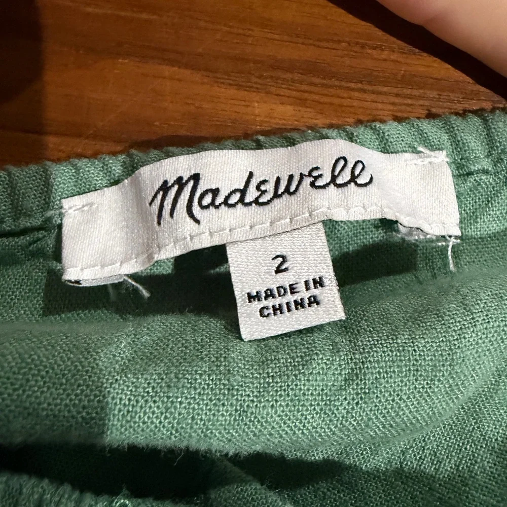 Madewell Margie Mini Dress Trellis Green Size 2 Linen Blend Sweetheart Neckline - Picture 4 of 8